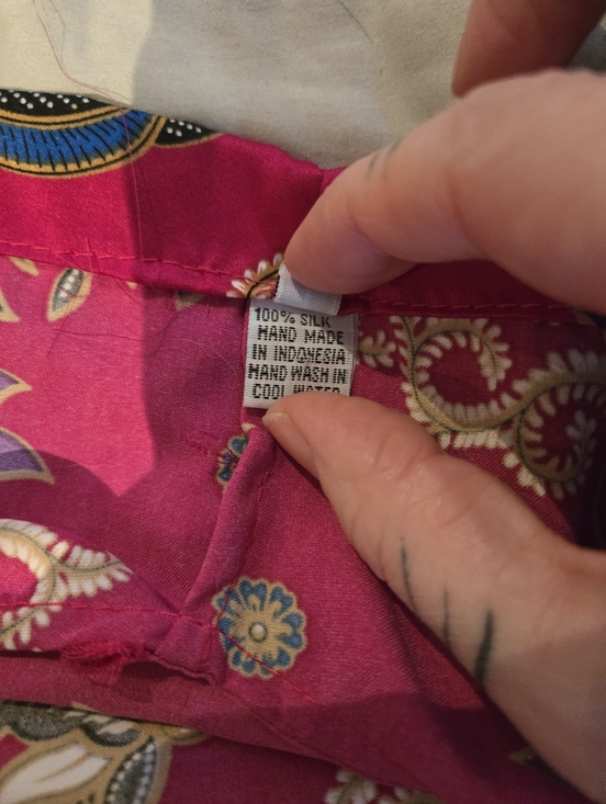 100% Silk Bright Fuchsia Floral Kimono Jacket, Size XS - Picture 10 of 10